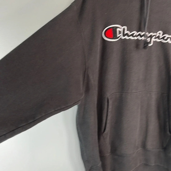 CHAMPION Mens Reverse Weave Black 3D Spellout Logo Hoodie Kangaroo Pocket XL - Picture 5 of 11